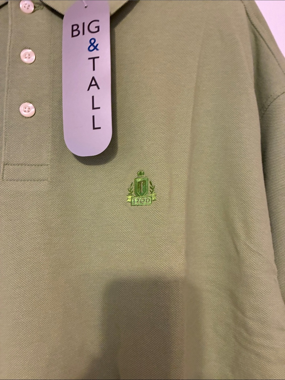 Izod Big & Tall Men's Polo size 2XLT in Light Green - Picture 2 of 3